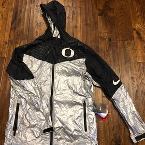 Nike Oregon Ducks silver running jacket.